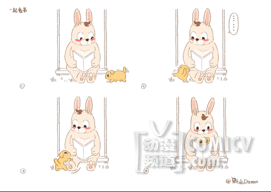 “呆毛兔Damon”四格漫画系列